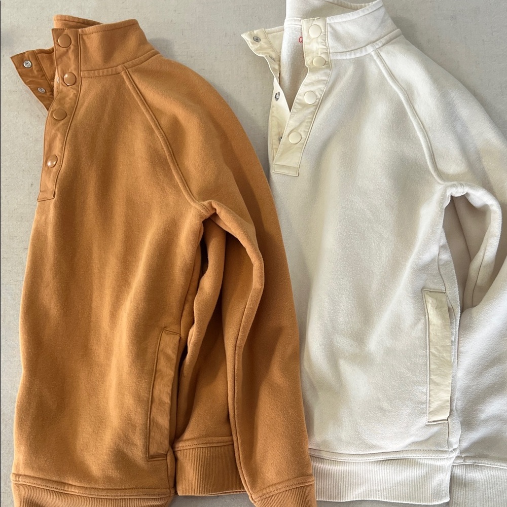 Cat & Jack Men's Zip-Up Pullover Sweater - Camel and Cream